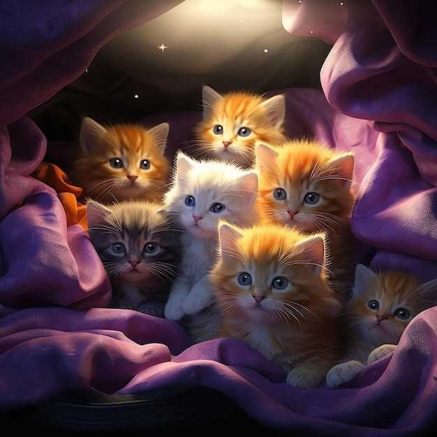 Exemples d'interprétations des rêves avec des chatons colorés
